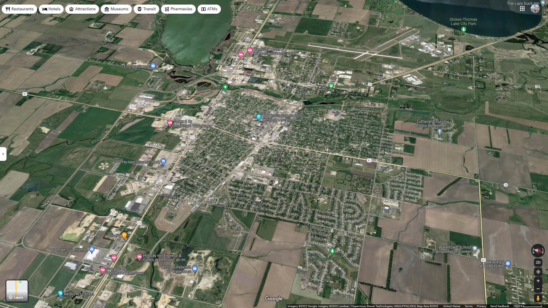 Watertown Aerial Map South Dakota